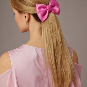 Elegant Satin Bow Hair Clip – Pink