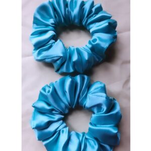 Luxury Satin Scrunchie - Sea Blue (Set of 2)