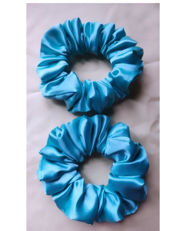 Luxury Satin Scrunchie - Sea Blue (Set of 2)