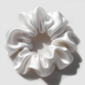 Luxury Silk Scrunchie - Large (White)