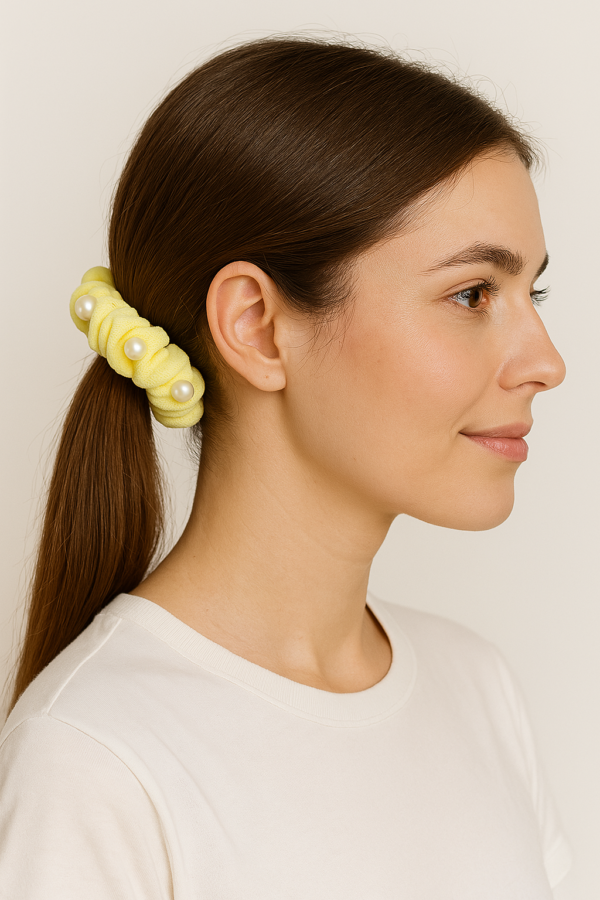 Elegant Pearl-Studded Scrunchie Set – Pastel Collection (3 pcs)