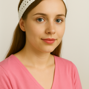 white crochet hairband